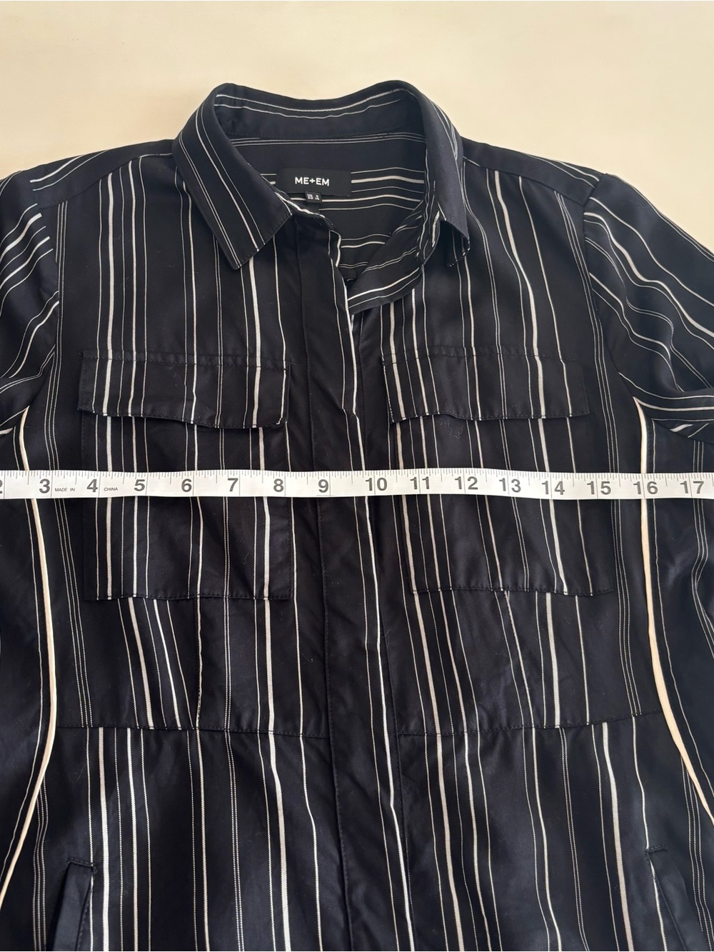 ME+EM Women’s Black Pinstripe Long Shirt Dress Size 4 - Picture 9 of 12